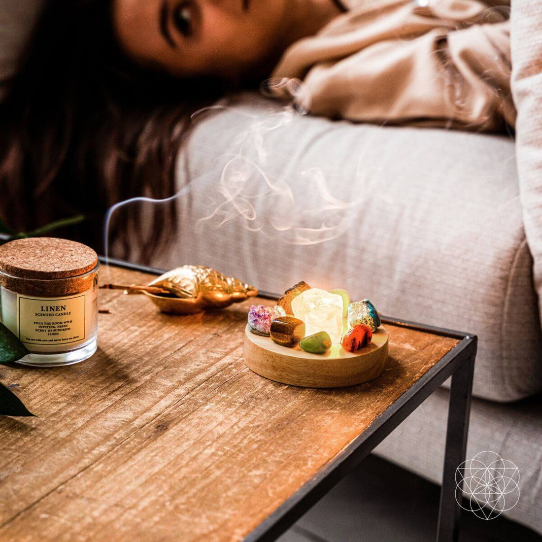 Conscious Items Natural Energy Lamp night light emitting soft, calming glow ideal for bedrooms or relaxation spaces.