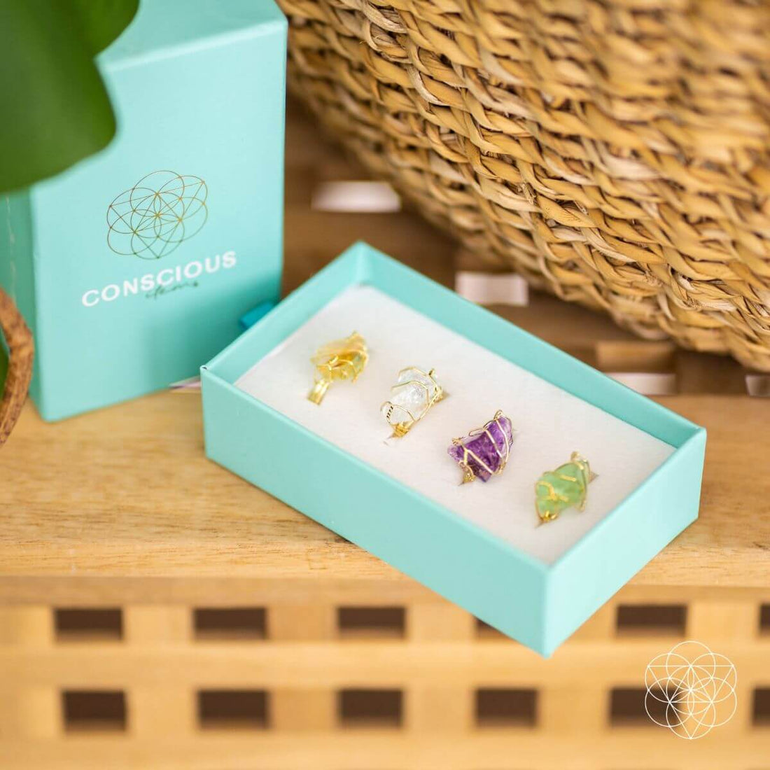 Conscious Items anti-stress rings, silver-colored rings designed to help reduce stress and promote calmness.