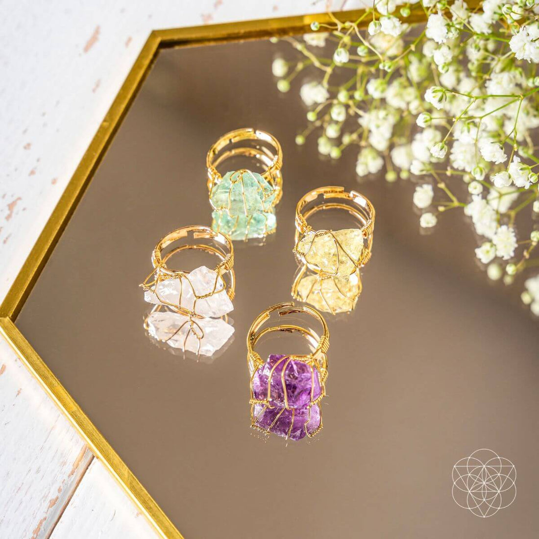 Conscious Items anti-stress rings set featuring small, colorful rings designed to help reduce stress and promote relaxation.