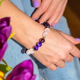 Galaxy Tiger’s Eye bracelet with cosmic energy amplifier design, featuring polished tiger’s eye beads and celestial-inspired accents.