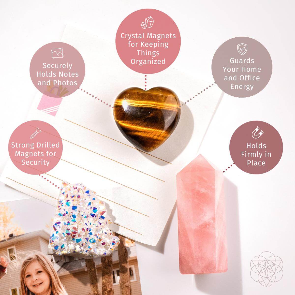 Crystal Fridge Magnets - Trio of Protection &amp; Comfort