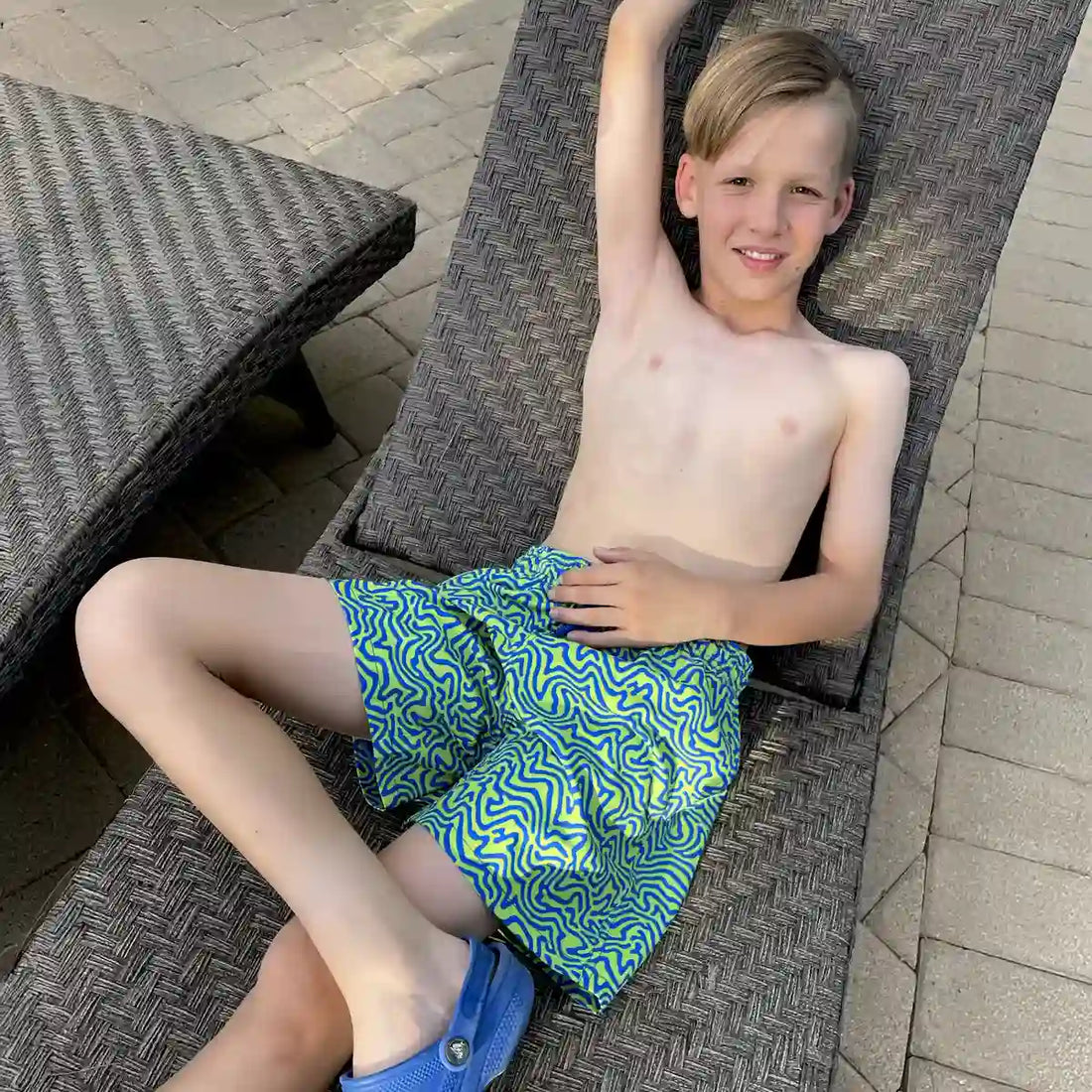 Boys Hybrid Swim &amp; Play Shorts – Deco Maze - Key Lime