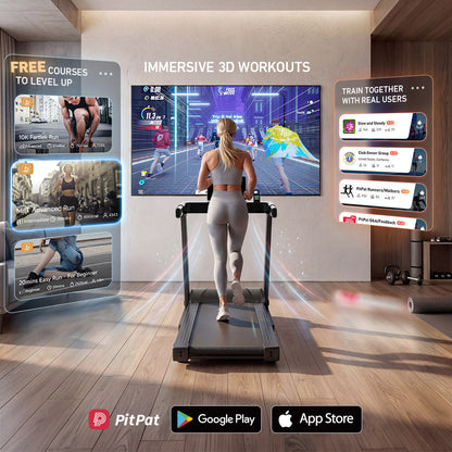 DeerRun A1 Pro Move+ smart foldable treadmill in black with digital display, 6% incline, NFC, and sturdy frame.