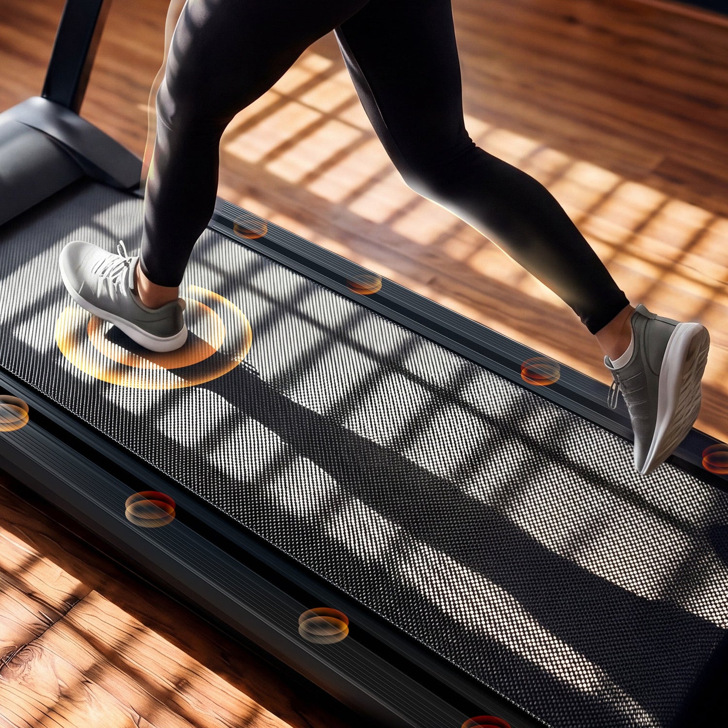 DeerRun A1 Pro Move+ foldable treadmill in black with digital display, showing 6% incline and NFC compatibility.