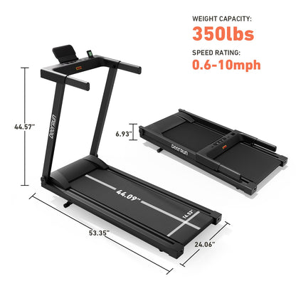 DeerRun All-New 2026 A1 Pro Move+ foldable treadmill with black finish, digital display, safety handrails, and incline feature.