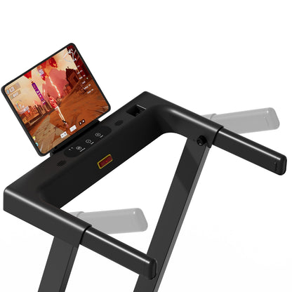 DeerRun A1 Pro Move+ foldable treadmill in black with digital display, 6% incline, NFC, and sturdy design for home use.