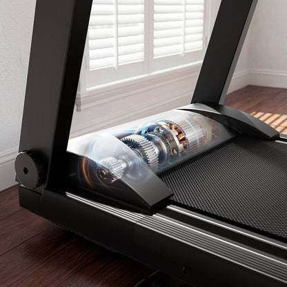 DeerRun All-New 2026 A1 Pro Move+ smart foldable treadmill with black finish, incline, NFC, and digital display
