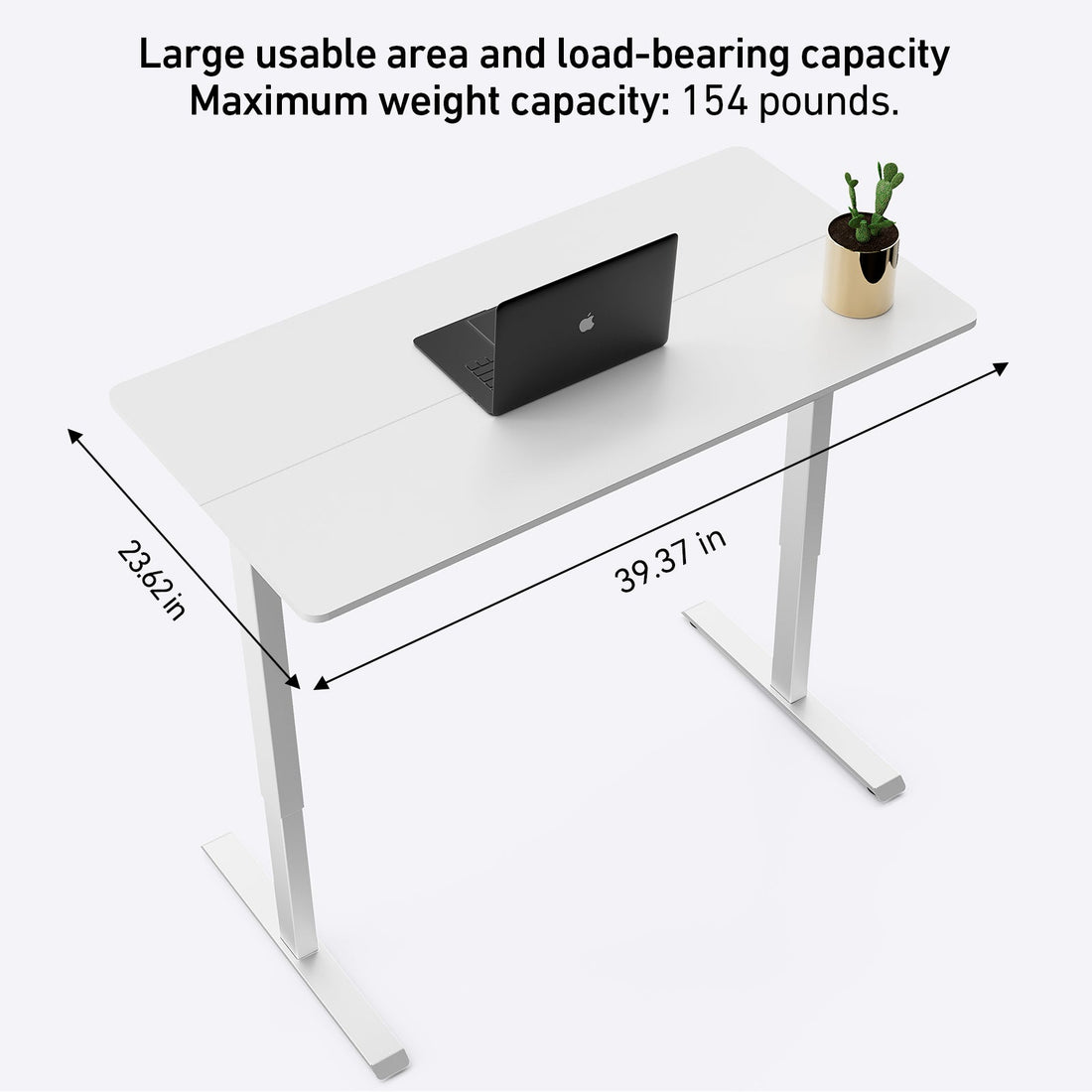 DeerRun® electric standing desk in black with a 39x23 inch work surface, height adjustable for ergonomic workspace.