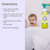 Puracy tear-free baby shampoo and body wash bottle with directions label, gentle formula for baby&