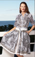 Dizzy-Lizzie Mrs Maisel dress in black and white daisies with cheetah print voile, stylish and lightweight for elegant wear.