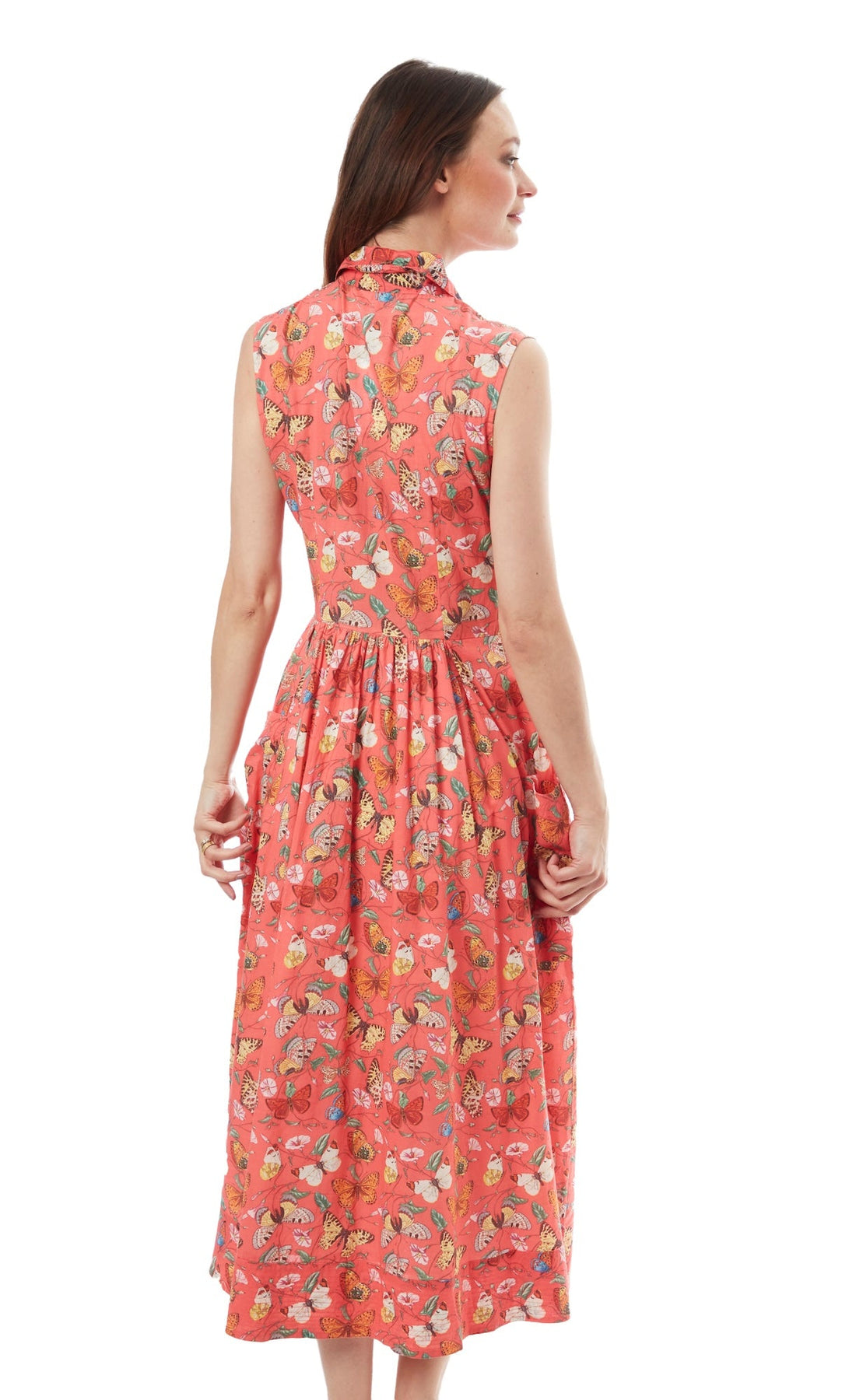 Sea Island Butterfly Print dress by Dizzy-Lizzie, lightweight fabric with vibrant butterfly pattern, casual summer style.