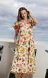 Dizzy-Lizzie Montauk Dress with botanical floral print, lightweight fabric, sleeveless design, perfect for summer wear.