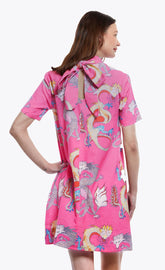 Dizzy-Lizzie Savannah Dress with pink floral print, lightweight fabric, sleeveless design, perfect for summer wear.