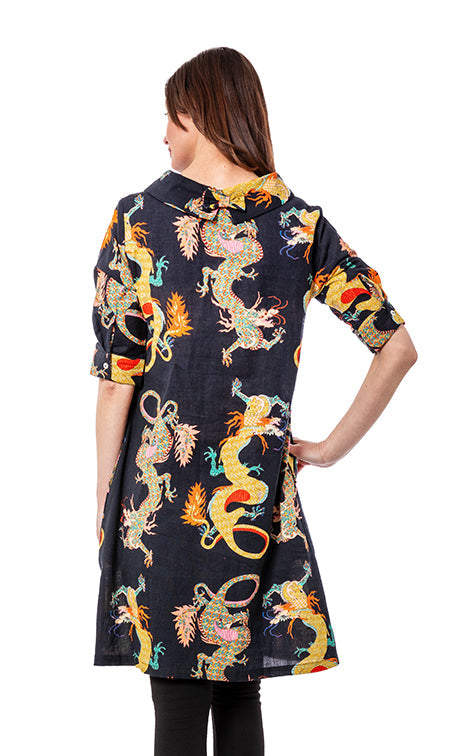 Black Audrey Retro Dress by Dizzy-Lizzie featuring dragon patterns, fitted silhouette, and vintage-inspired style.