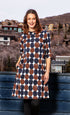 Dizzy-Lizzie Audrey Retro Dress in chocolate and black dots, vintage-inspired dress with fitted bodice and flared skirt.