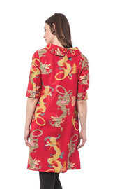 Red Audrey Retro Dress by Dizzy-Lizzie featuring a bold dragon pattern, fitted design, and vintage-inspired style.
