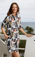 Dizzy-Lizzie Chatham Dress in Audrey print featuring a stylish, flowy design with floral patterns and a flattering silhouette.