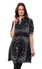 Dizzy-Lizzie Chatham Dress in black bandana print, sleeveless with a relaxed fit, perfect for casual summer wear.