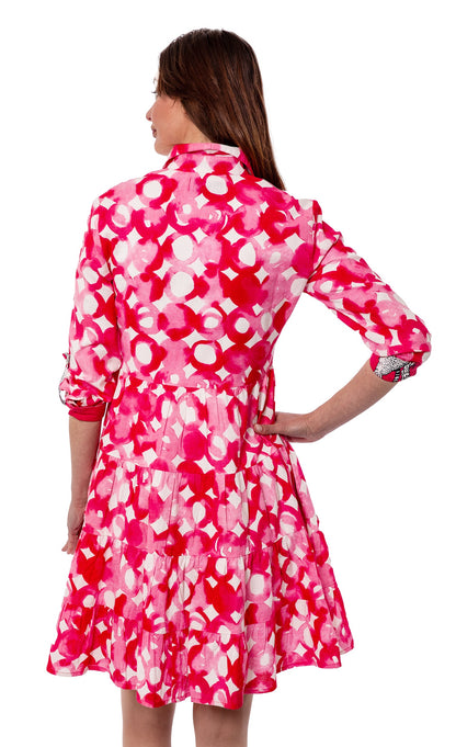 Pink watercolor print Delray Dress by Dizzy-Lizzie featuring a flowing silhouette and floral-inspired design.