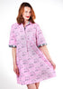 Pink Monterey dress by Dizzy-Lizzie with Essentials print, featuring a stylish, flowy design perfect for casual or summer wear.