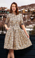 Dizzy-Lizzie Mrs. Maisel leopard print dress with long sleeves and fitted waist, stylish vintage-inspired women&