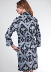 Black Sag Harbor dress by Dizzy-Lizzie featuring buckle accents, shown on a model with a fitted silhouette and stylish design.