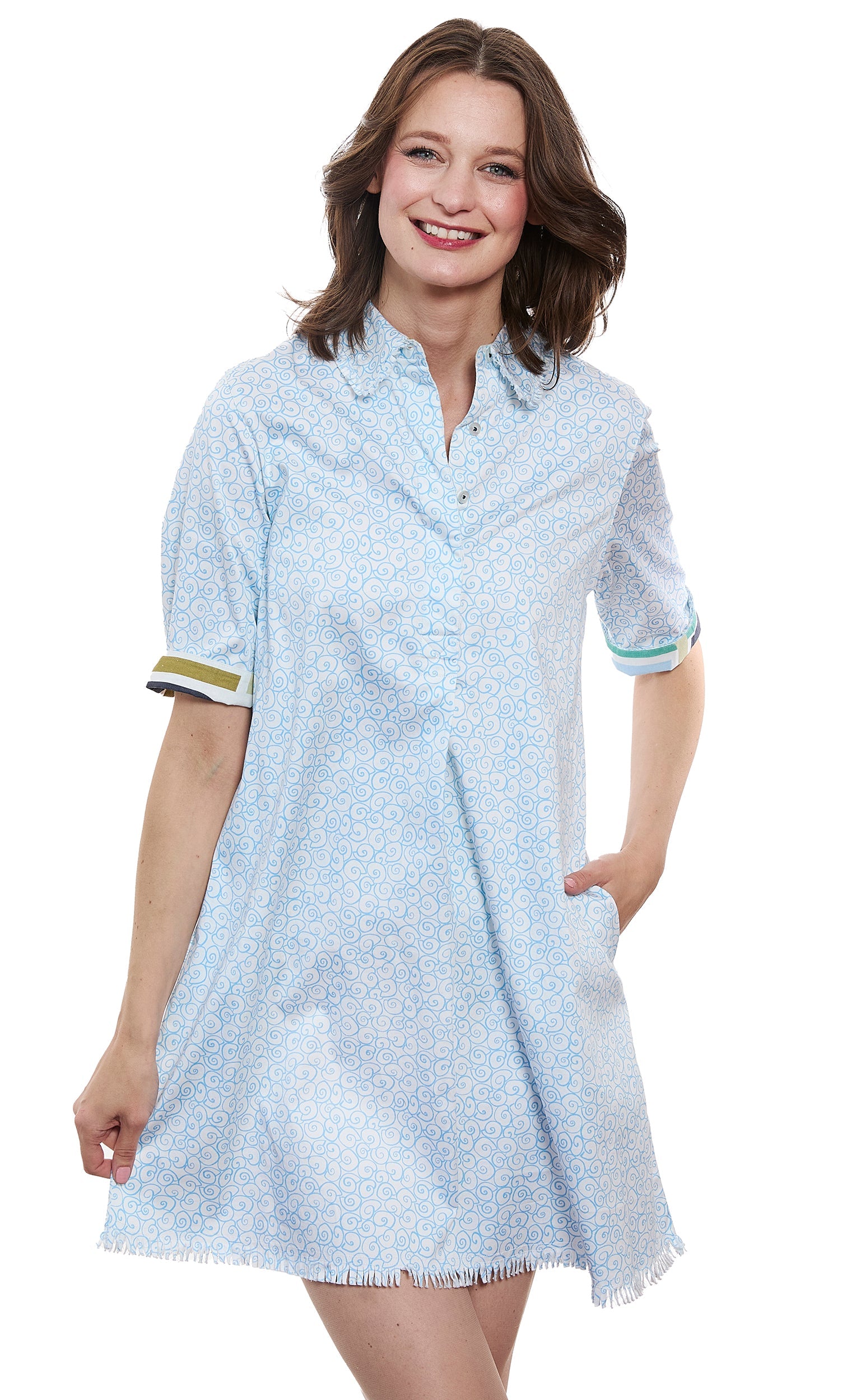 Dizzy-Lizzie Chatham abstract print dress with vibrant floral pattern, sleeveless design, and knee-length silhouette.