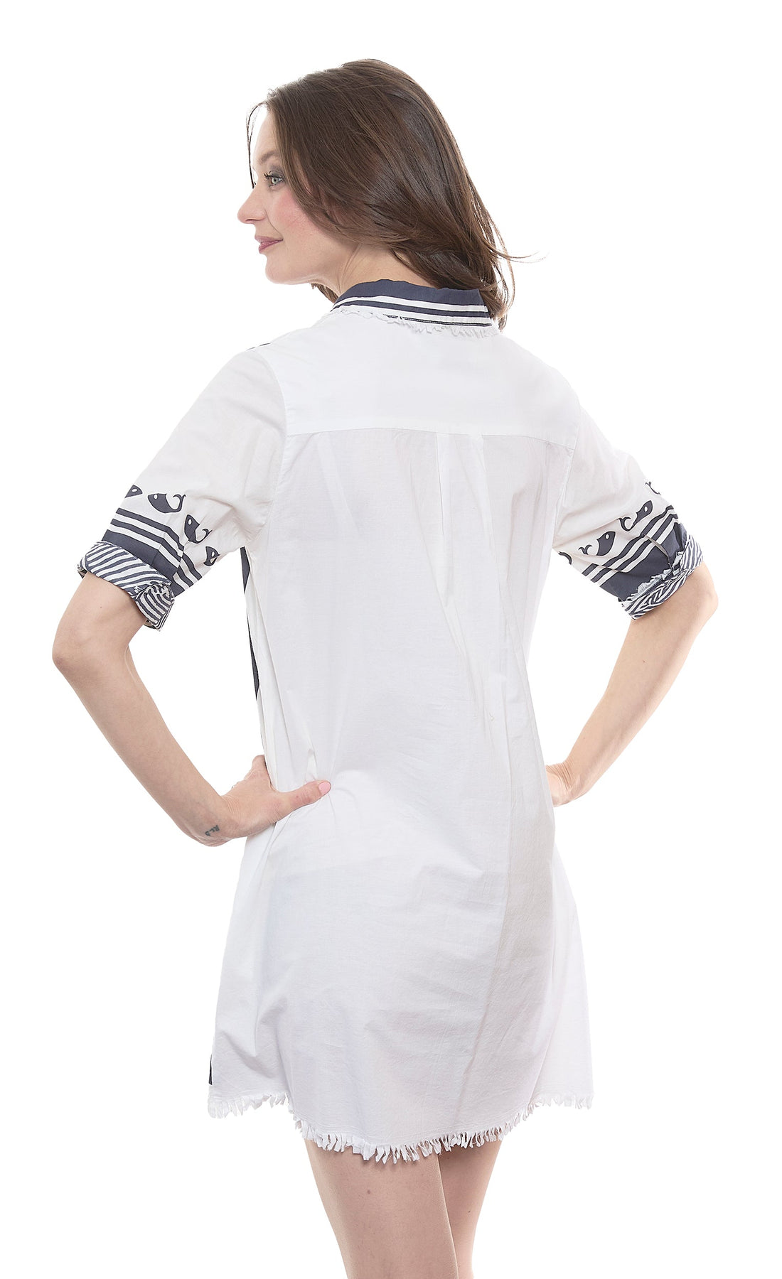 Dizzy-Lizzie Chatham Whales print dress in XS featuring a colorful whale pattern on lightweight fabric.