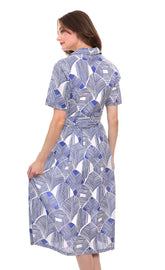 Navy and white geometric tiered dress by Dizzy-Lizzie, featuring a flowy, layered design perfect for casual or semi-formal wear.