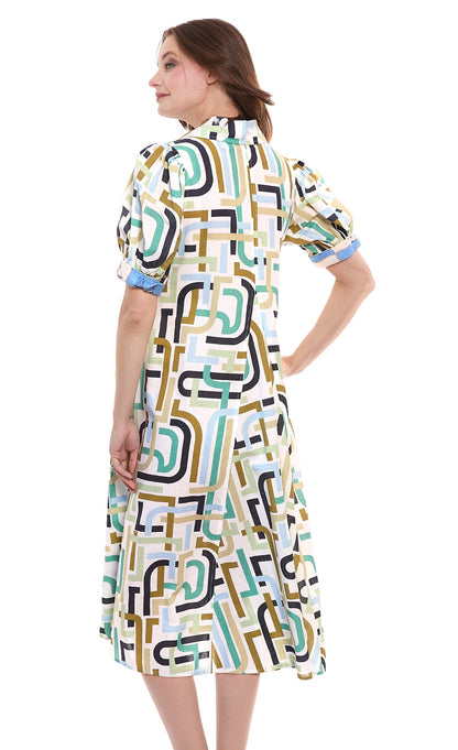 Dizzy-Lizzie Montauk Dress with abstract print, lightweight fabric, sleeveless design, and stylish fit for casual or summer wear.