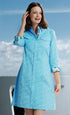 Blue coral print Sag Harbor shirtdress by Dizzy-Lizzie, featuring a relaxed fit and stylish button-up front.