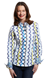 Blue Rome shirt by Dizzy-Lizzie featuring Olympic rings design on white fabric, casual and stylish apparel for everyday wear.