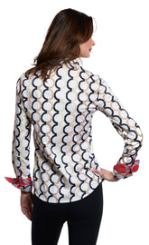 White Rome shirt by Dizzy-Lizzie featuring chocolate neutral Olympic rings on a white ground, casual and stylish.