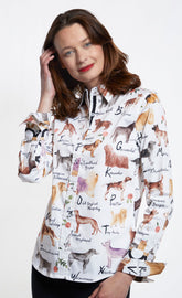 Dizzy-Lizzie Rome Shirt featuring Pedigree Doggies and their Elegant Names, stylish dog-themed apparel for pet lovers.