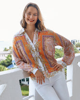 Dizzy-Lizzie Buckhead Boxy Top shirt with engineered print, featuring a relaxed fit and stylish design.
