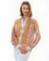 Dizzy-Lizzie Buckhead Boxy Top shirt with engineered print, featuring a modern, geometric design in vibrant colors.