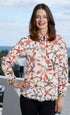 Dizzy-Lizzie Cape Cod starfish print shirt featuring a nautical starfish design on lightweight fabric.