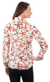 Dizzy-Lizzie Cape Cod starfish print shirt in XS with colorful starfish design on lightweight fabric.