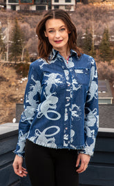 Blue Dragon Denim Cape Cod shirt by Dizzy-Lizzie featuring a classic denim design and a relaxed fit.
