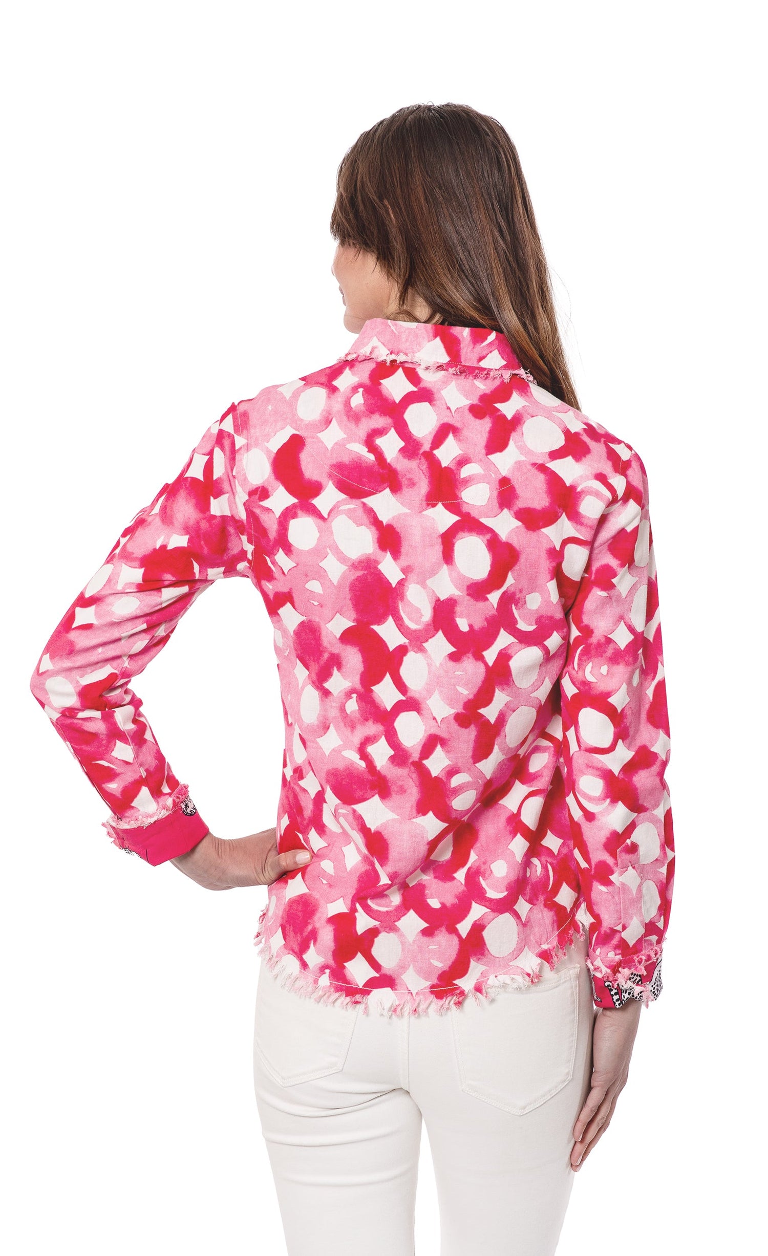 Dizzy-Lizzie Cape Cod Pink Watercolor shirt featuring a soft pink watercolor design on lightweight fabric.
