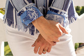Blue striped Cape Cod shirt by Dizzy-Lizzie, shown in XS size, featuring classic design and lightweight fabric.