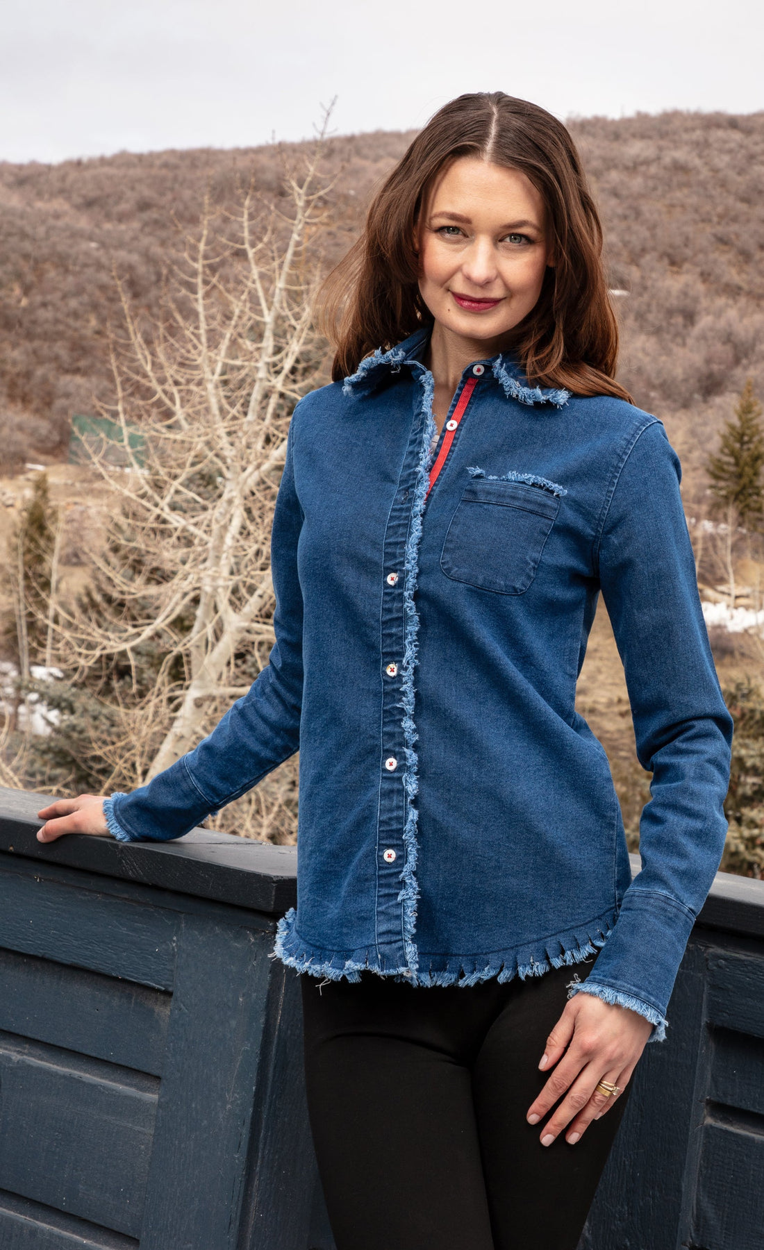 Dizzy-Lizzie Denim Cape Cod shirt featuring classic denim fabric and casual button-up design, displayed on a neutral background.