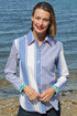 Dizzy-Lizzie Madison striped and floral shirt with whipstitch collar, featuring vibrant pattern and casual fit.