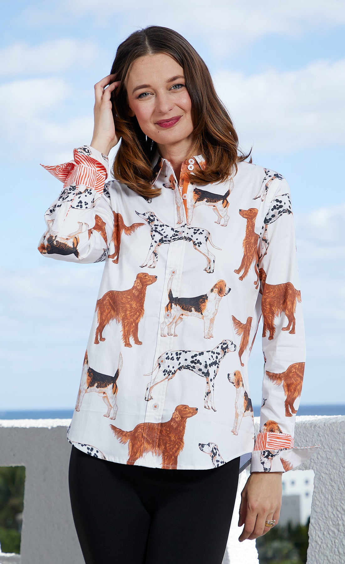 Dizzy-Lizzie Rome Shirt for dogs featuring a playful doggies print, made of soft fabric, suitable for small to medium pets.