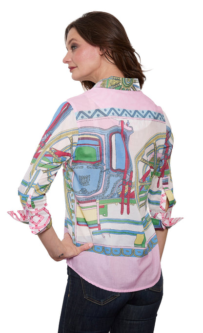 Dizzy-Lizzie 3/4 sleeve Rome shirt in Coach Pink, featuring a stylish fit and soft fabric, perfect for casual wear.