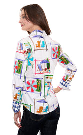 Dizzy-Lizzie Beach Chairs Rome Shirt, XS size, featuring a stylish design on a casual shirt.