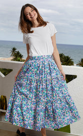 Dizzy-Lizzie Woodstock floral skirt in XS with a colorful floral pattern, lightweight and stylish for casual wear.