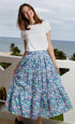 Dizzy-Lizzie Woodstock Floral skirt with colorful floral pattern, lightweight fabric, and flowing design for casual wear.