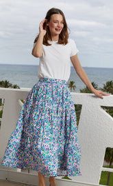 Dizzy-Lizzie Woodstock Floral skirt in XS with vibrant floral pattern, lightweight fabric, and comfortable fit.