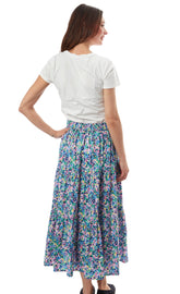 Dizzy-Lizzie Woodstock floral skirt in XS with vibrant flower print, lightweight fabric, and a flowy, stylish design.